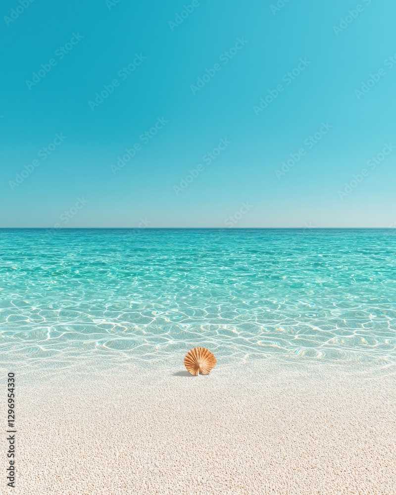 Obraz premium Tranquil seascape with shell on sandy beach tropical paradise daytime aesthetic serenity