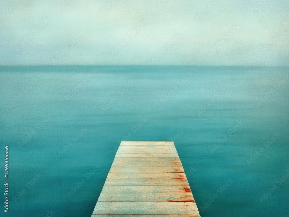 Fototapeta premium Serene dock reflection calm ocean tranquil waters aerial view peaceful concept