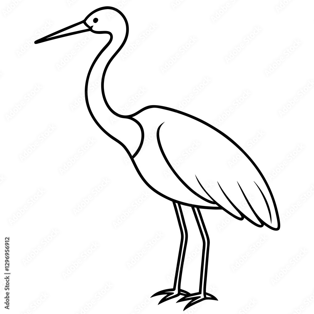 Fototapeta premium Modern One-Line Stork Art Vector