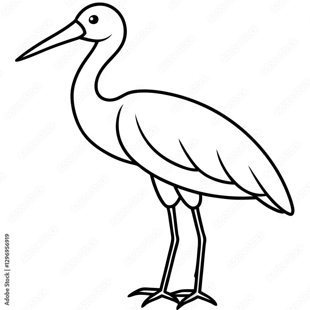 Obraz premium Modern One-Line Stork Art Vector