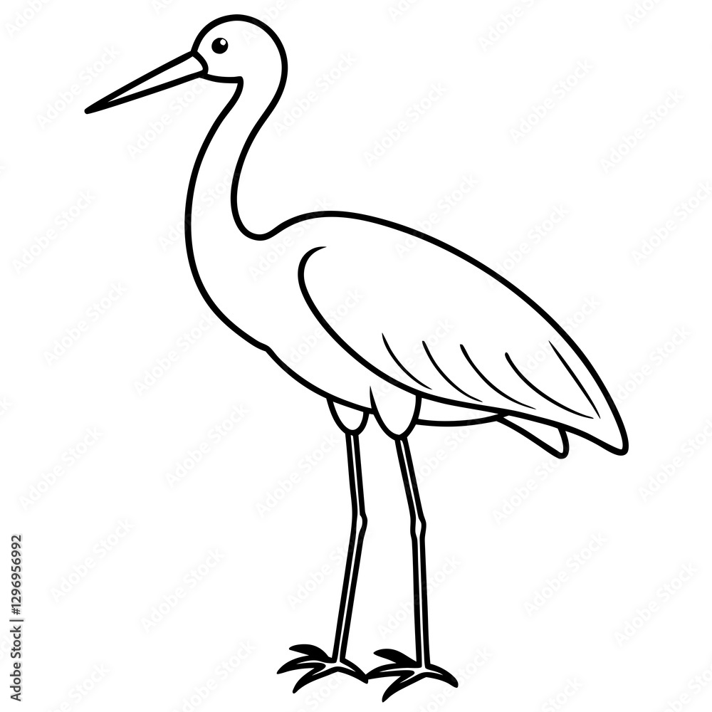 Fototapeta premium Modern One-Line Stork Art Vector