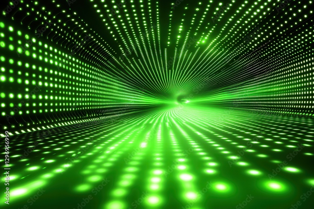 Naklejka premium Abstract Glowing Green Light Tunnel Backgrounds