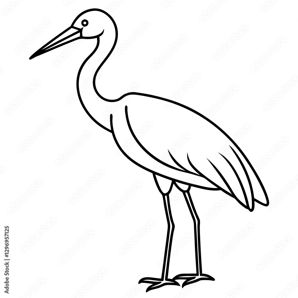 Obraz premium Modern One-Line Stork Art Vector