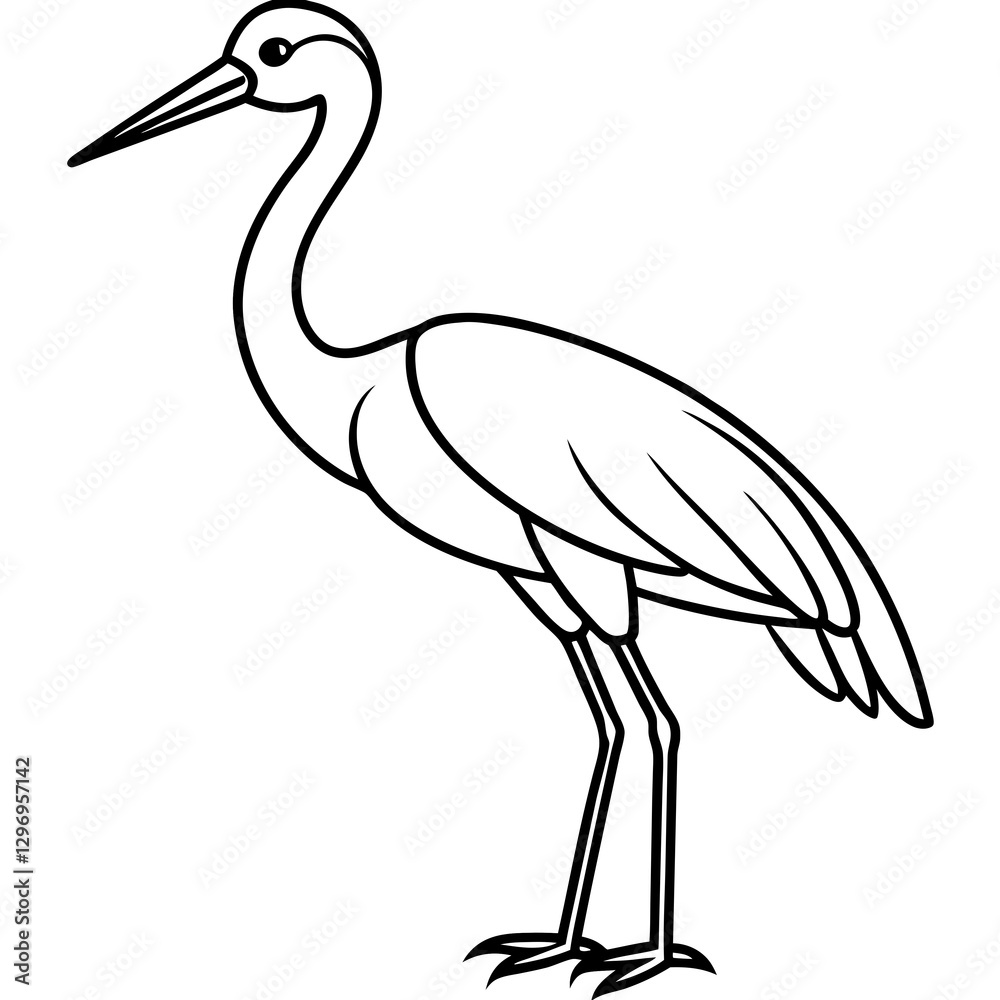 Obraz premium Modern One-Line Stork Art Vector