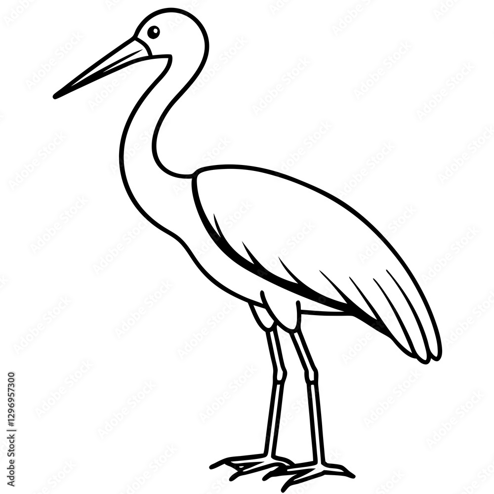 Fototapeta premium Modern One-Line Stork Art Vector