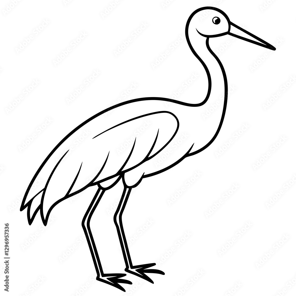 Obraz premium Modern One-Line Stork Art Vector