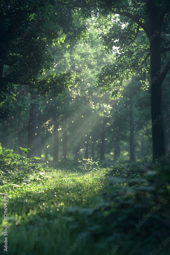 Fototapeta premium Ancient trees under the sunshine and lush green forests