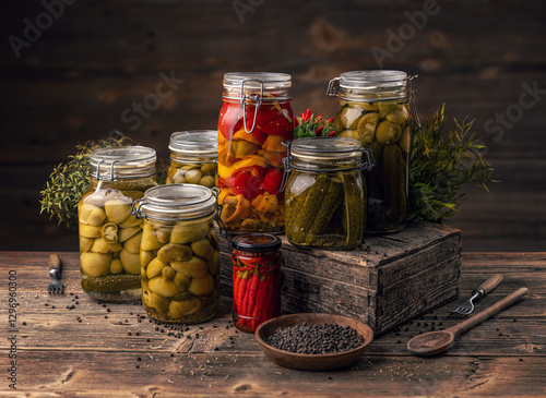 Preserved food displaying homemade pickles