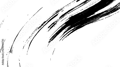 Vector grunge texture. Black paint isolated on white background. Black brush strokes sweep across a pristine white background,