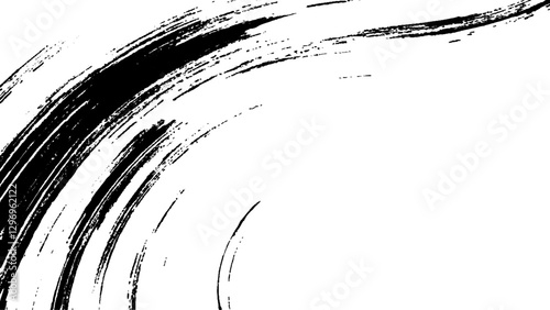 Vector grunge texture. Black paint isolated on white background. Black brush strokes sweep across a pristine white background,