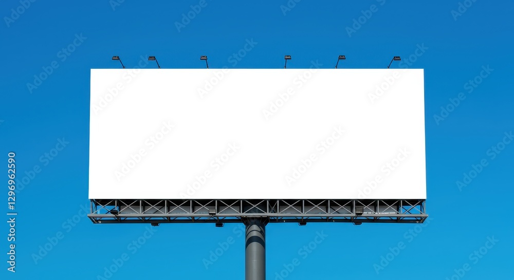 Obraz premium Blank Billboard Against a Vibrant Blue Sky: A Perfect Canvas for Advertising