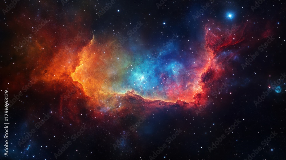 Fototapeta premium Cosmic Nebula Vibrant colors in deep space, stellar background, astronomy imagery