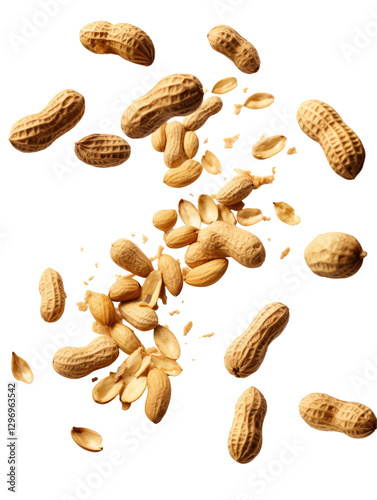 peanuts falling isolated on transparent background