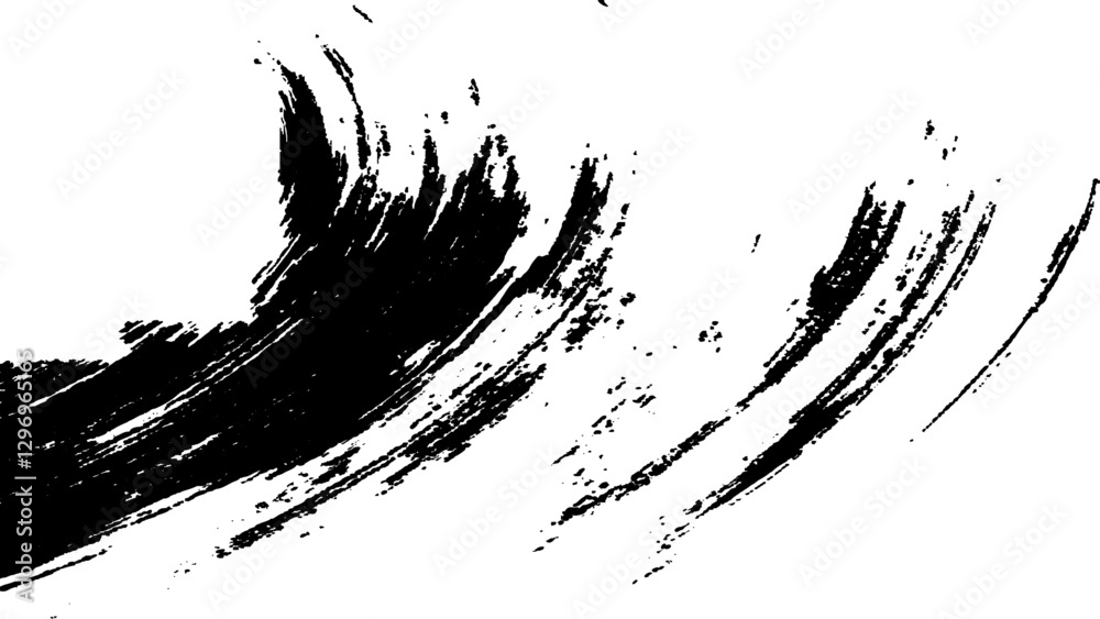 Obraz premium Black ink brush stroke on white background. Abstract grunge background. Black paint isolated on white background. 