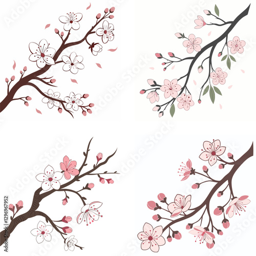 A cherry blossom branch icon with small flowers blooming