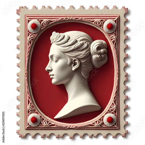 stamp with the face of the virgin mary