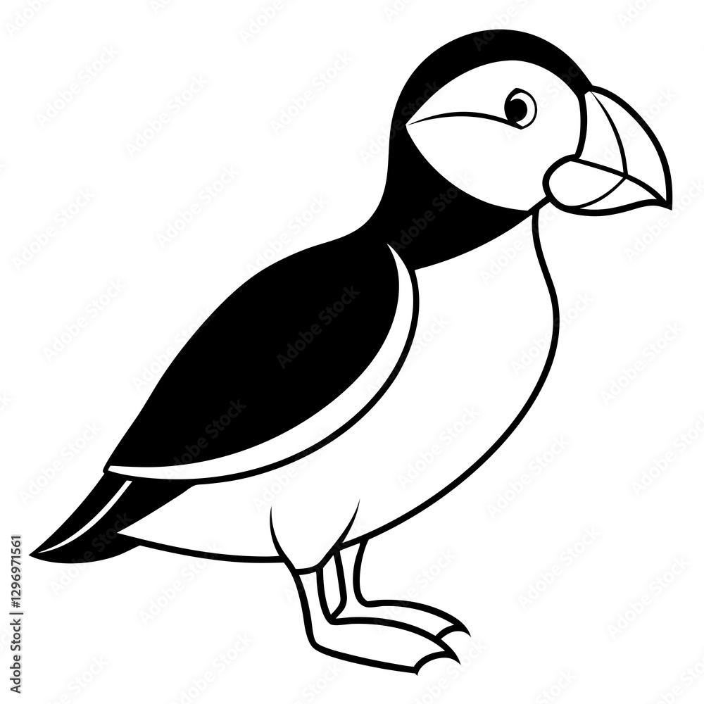 Obraz premium Puffin in a Single Stroke Vector