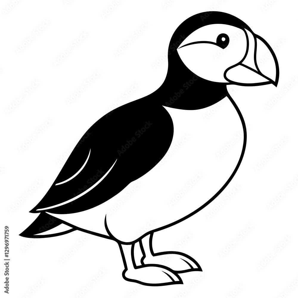 Obraz premium Puffin in a Single Stroke Vector
