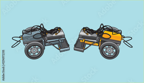 Robot car illustrations are suitable for the design material for robotics that run according to black lines