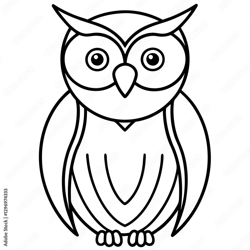 Simple Owl Line Art Vector Illustration Simple Owl Line Art Vector Illustration