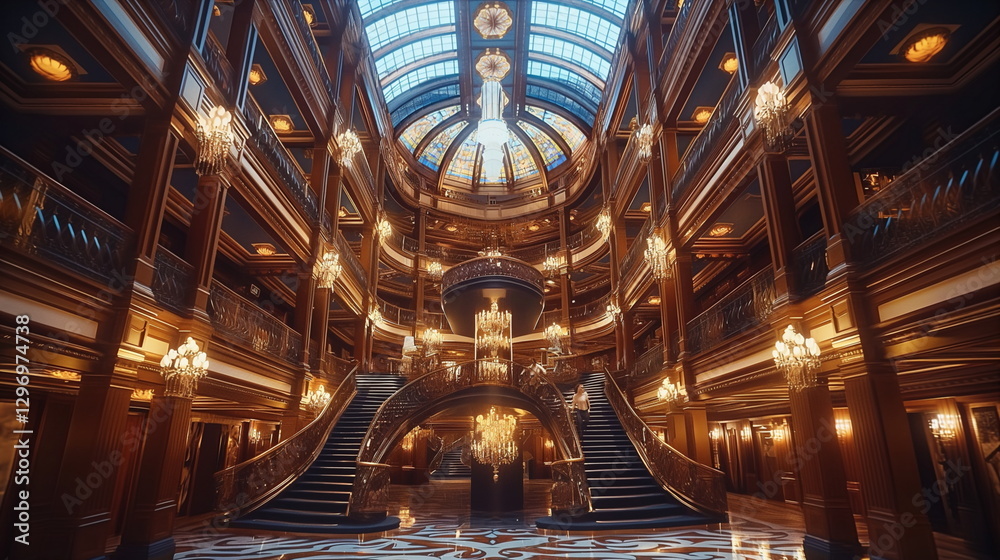 Obraz premium The interior of a luxury cruise ship a huge atrium_001
