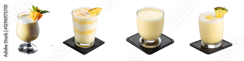 Refreshing Virgin Piña Colada Recipe Isolated on Pure Transparent Background