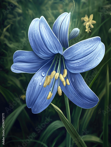 A delicate and lifelike bluebell flower with intricate details and soft natural colors capturing its full beauty