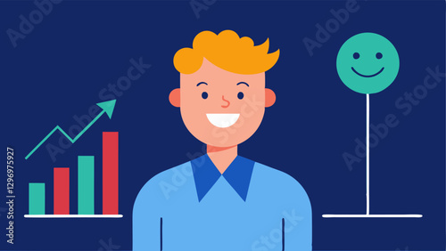 Risk Contrast A split illustration showing a trader confidently smiling while looking at a rising stock price on one side and on the opposite side the same trader looking stressed