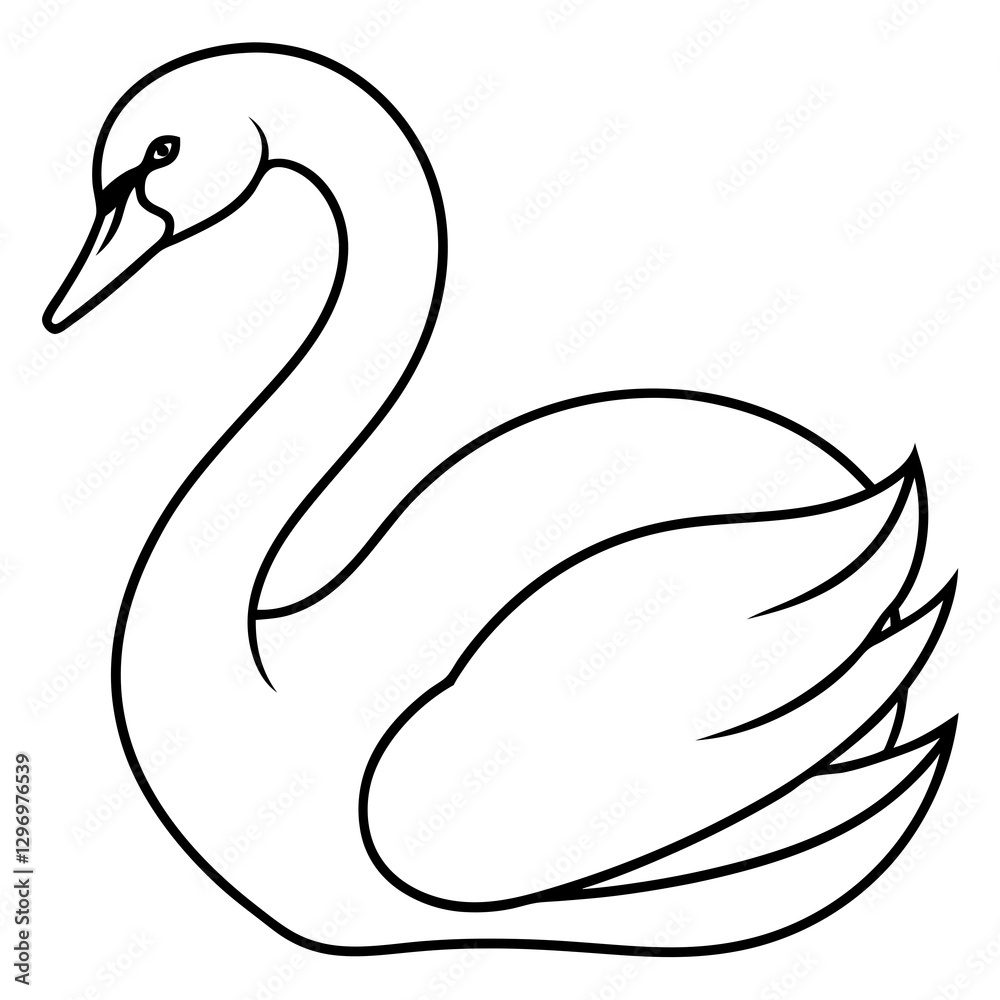 Fototapeta premium Simple Swan One-Line Vector Drawing