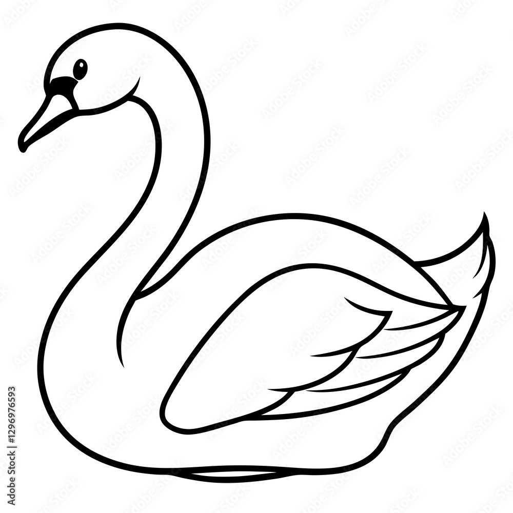 Fototapeta premium Simple Swan One-Line Vector Drawing