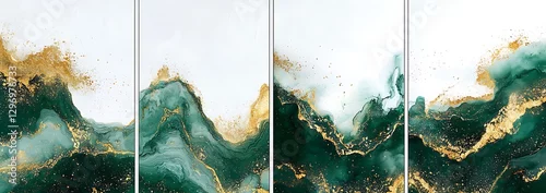 Panel kuchenny z motywem Marble Ink, watercolor paint pastel with gold foil abstract art
