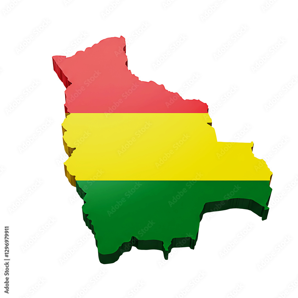 3D Map of Bolivia with National Flag Colors and Emblem On Transparent Background
3D Map of Bolivia with National Flag Colors and Emblem On Transparent Background