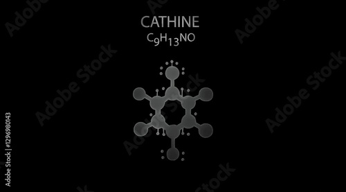 Cathine Molecular Structure Symbol animation on black background. photo