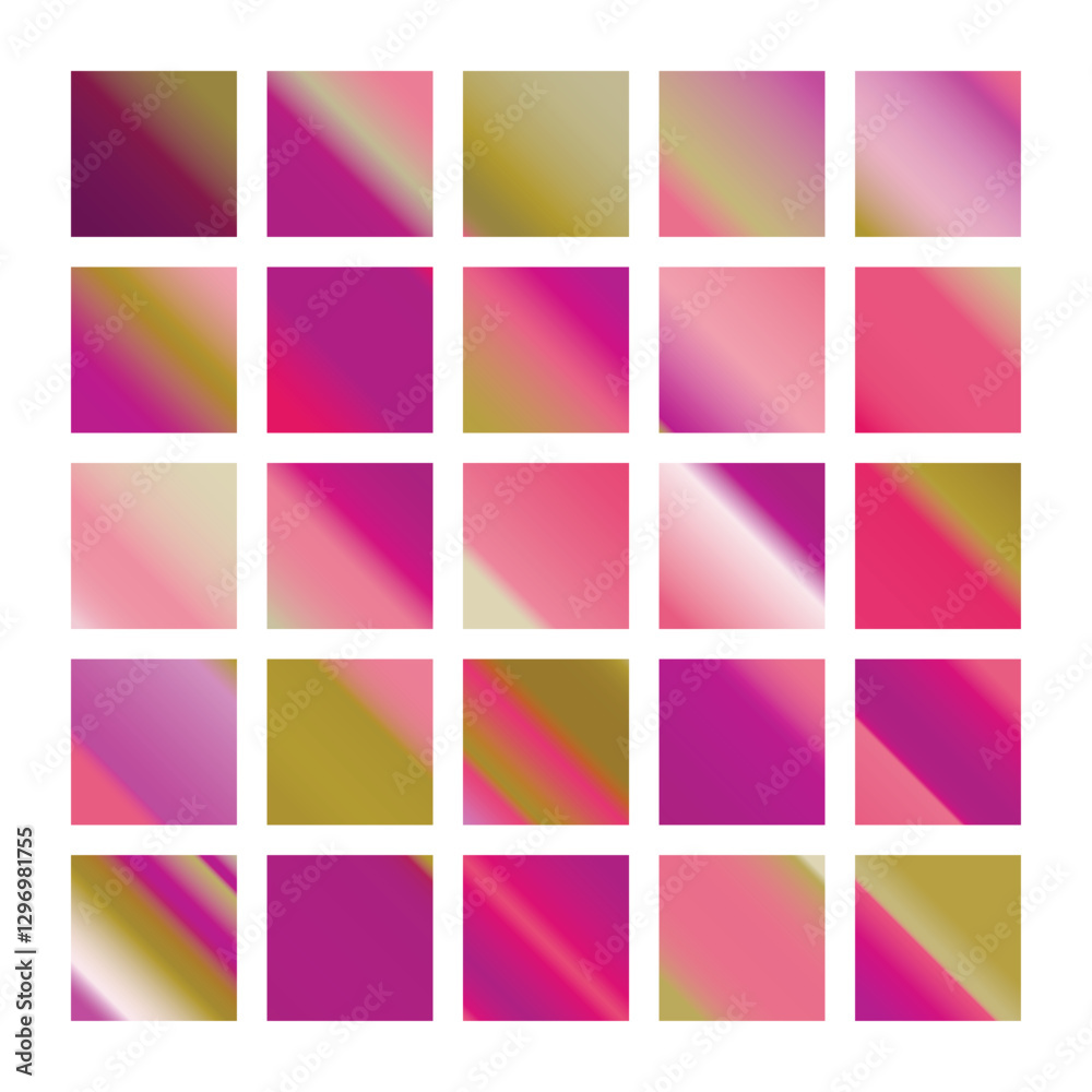 Fototapeta premium Mobile screen lock display collection of colorful backgrounds in trendy neon colors. Modern screen vector design for mobile app. Soft color abstract pastel holographic gradients. Swatches for design.