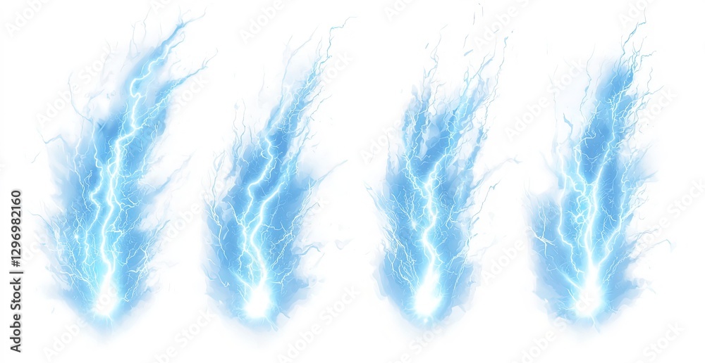 Fototapeta premium Set of Blue Lightning