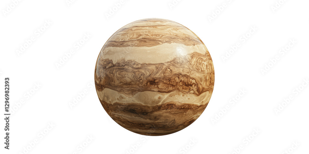 Fototapeta premium Wooden sphere with natural grain patterns isolated on transparent background