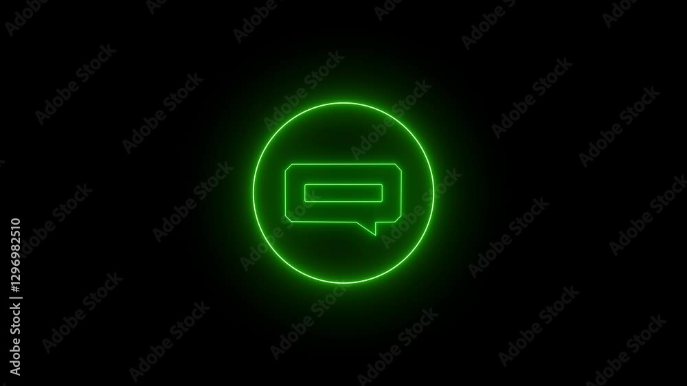 Neon line message icon animation on black background. message box icon animation. Neon line message icon animation on black background. message box icon animation.