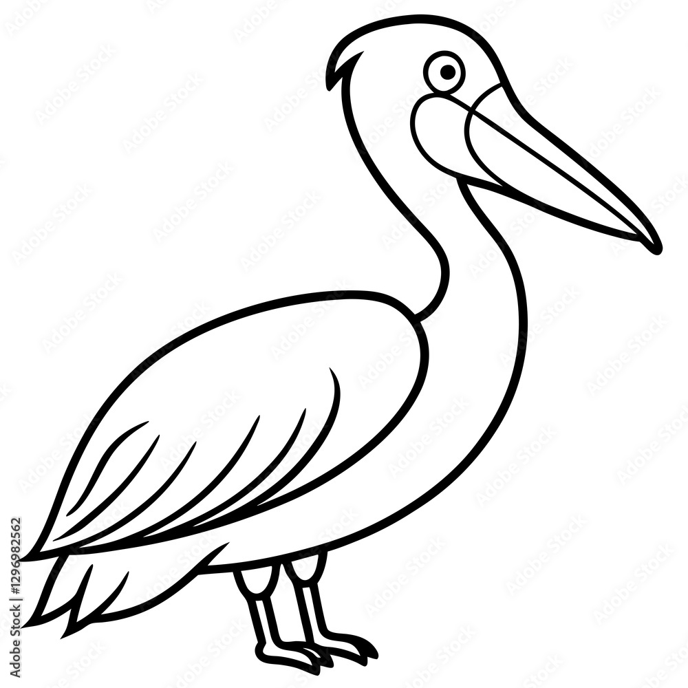 Obraz premium Single Line Pelican Vector Artwork