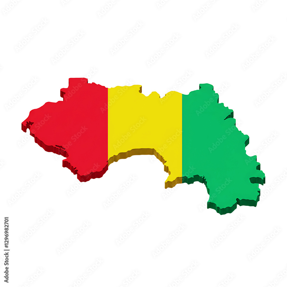 Obraz premium Guinea Map Flag On Transparent Background 