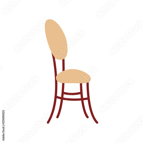 Stylish beige chair with brown legs on a white background