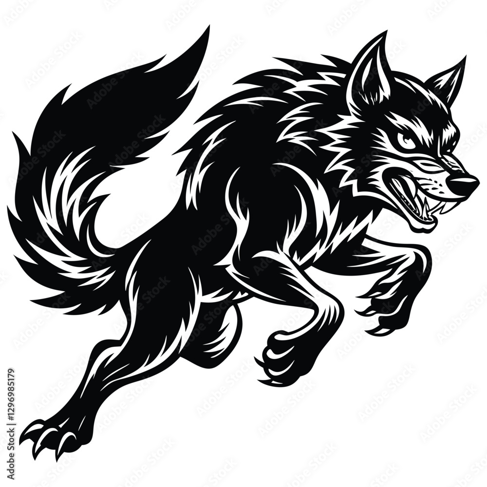 Obraz premium sports running wolf with extreme power vector art