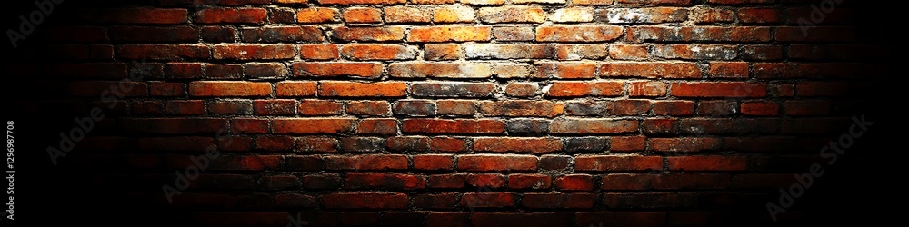 Obraz premium A warm, rustic brick wall with a faded central area for text
