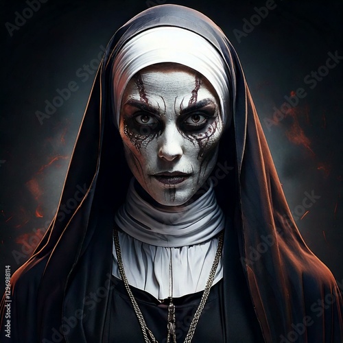 Terrifying Satanic Nun – Dark and Sinister Horror Concept