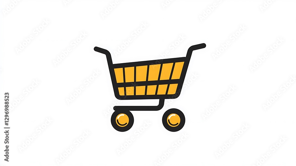 Golden Shopping Cart Icon: Simple Line Illustration AI Generated Golden Shopping Cart Icon: Simple Line Illustration AI Generated