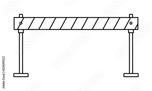 Hand drawn cute outline illustration traffic barrier. Flat vector road warning or caution sign line art doodle. Attention striped barricade icon. Race with obstacle. Challenge or goal. Isolated.