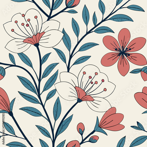 Seamless vintage floral pattern with delicate flowers