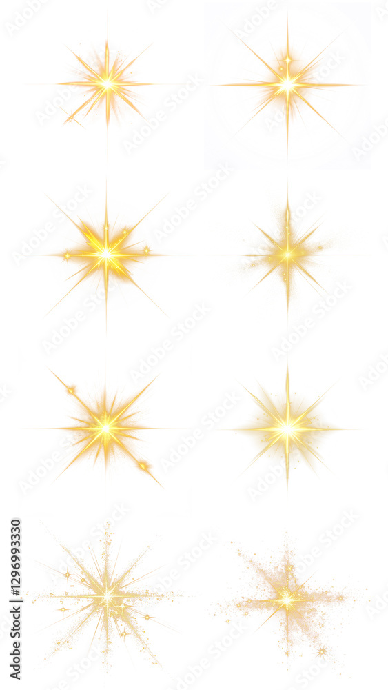 PNG sparkle star effect set, transparent background PNG sparkle star effect set, transparent background