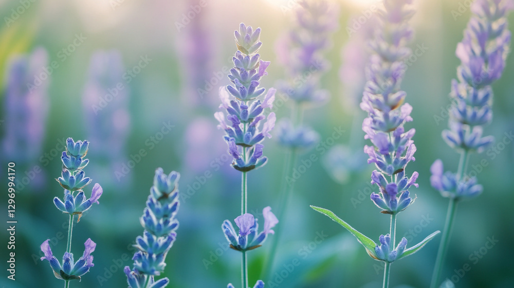 Obraz premium Beautiful lavender flowers field summer nature photography sun herb soft calm bloom plant image light