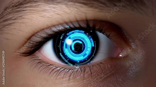 Futuristic Human Eye with Digital Interface: Advanced Technology Concept