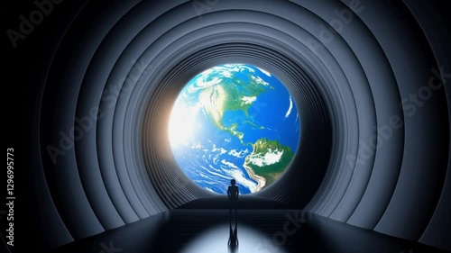 View of Earth from Space Tunnel: Majestic Planetary Perspective